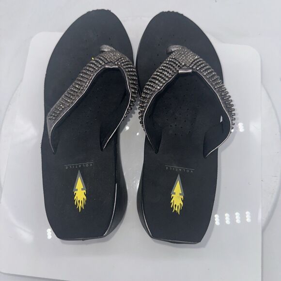 VOLATILE Women's Bejeweled Flip Flops Wedge Sandal Thongs Slide Heel Platform 8 - Picture 4 of 8